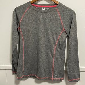 Awesome long sleeve RBX fitness top gray and pink